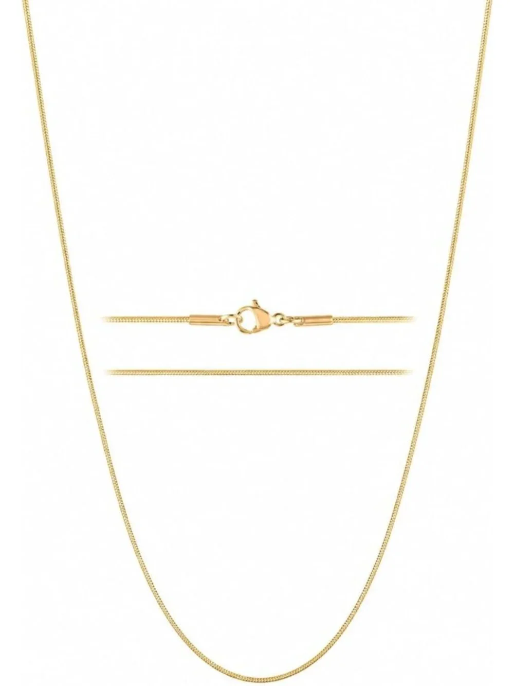 Elegant 24K Gold Plated Snake Chain Necklace for Women - Thin Stainless Steel